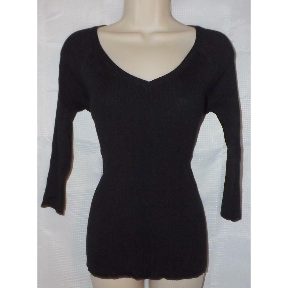 NEW Black Sz Jr XL Casual or Dress Stretchy Ribbed Fitted Lightweight Sweater